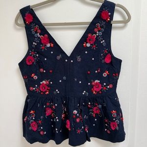 Jcrew Peplum Beaded Top - Like New - Size 2